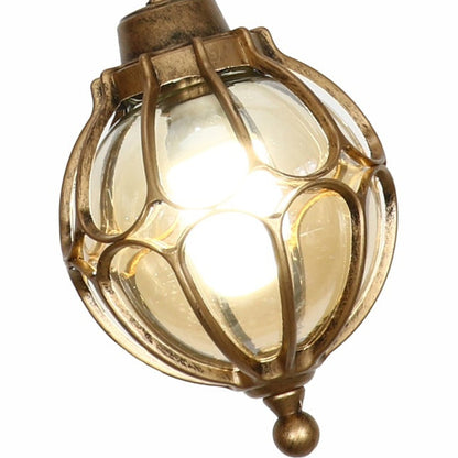 Traditional European Waterproof Aluminum Iron Glass Ball 1-Light Pendant Light For Outdoor Patio