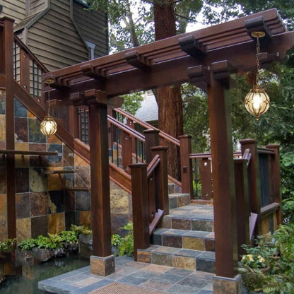 Traditional European Waterproof Aluminum Iron Glass Ball 1-Light Pendant Light For Outdoor Patio