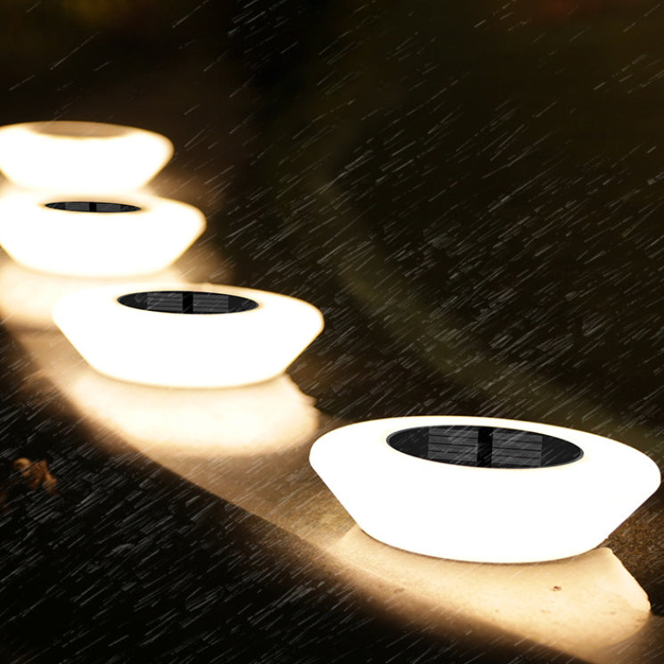 Modern Simplicity Solar Waterproof PP PS Round Conic LED Landscape Lighting Outdoor Light For Garden