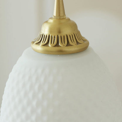 Traditional European Oval Tassel Glass Copper 1-Light Pendant Light For Bedroom