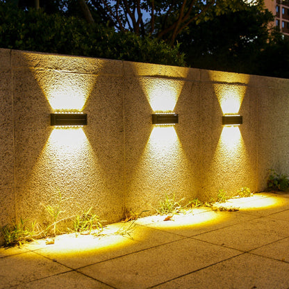 モダンでシンプルなソーラー防水長方形ABS PVC LED壁取り付け用燭台ランプ（屋外パティオ用） 