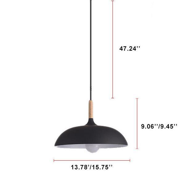 Modern Metal Wooden Top 1-Light Dome Pendant Light