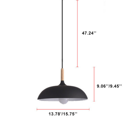 Modern Metal Wooden Top 1-Light Dome Pendant Light