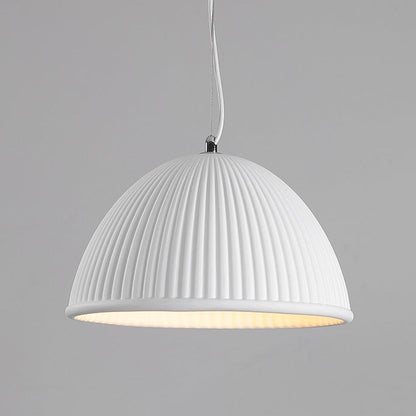 Contemporary Scandinavian Striped Semicircle Resin Shade 1-Light Pendant Light For Bedroom