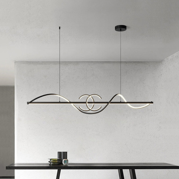 ثريات جزيرة LED من الحديد والألومنيوم بتصميم عصري بسيط لغرفة الطعام 
