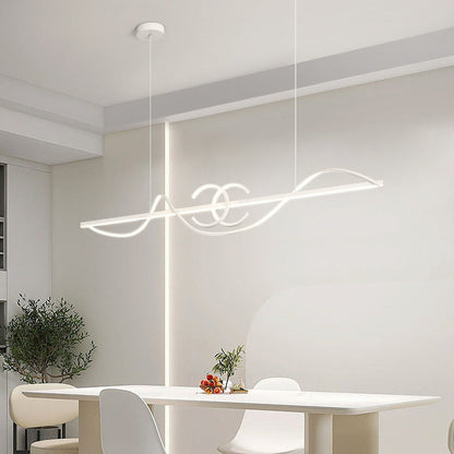 ثريات جزيرة LED من الحديد والألومنيوم بتصميم عصري بسيط لغرفة الطعام 