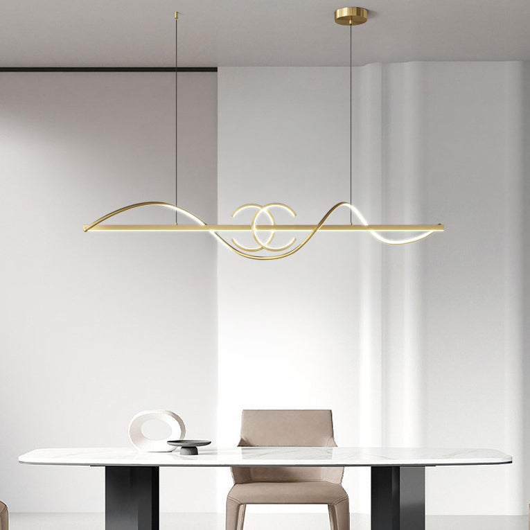 ثريات جزيرة LED من الحديد والألومنيوم بتصميم عصري بسيط لغرفة الطعام 