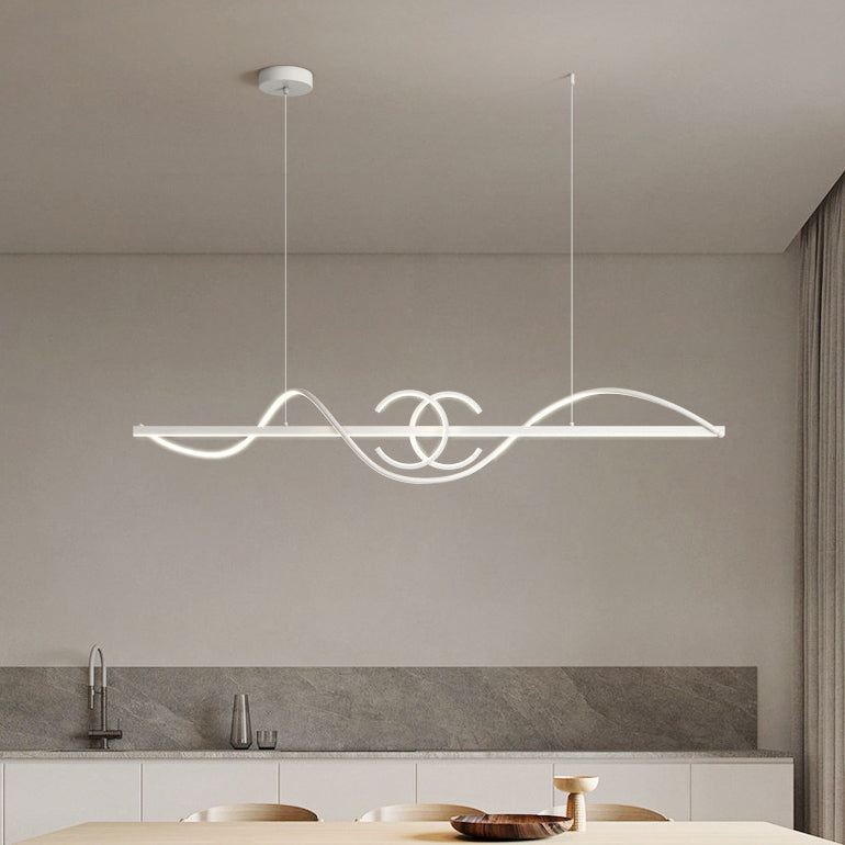 ثريات جزيرة LED من الحديد والألومنيوم بتصميم عصري بسيط لغرفة الطعام 