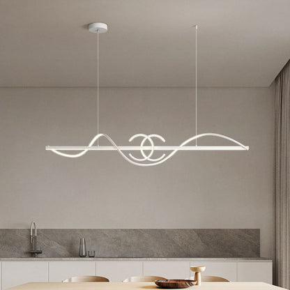 ثريات جزيرة LED من الحديد والألومنيوم بتصميم عصري بسيط لغرفة الطعام 