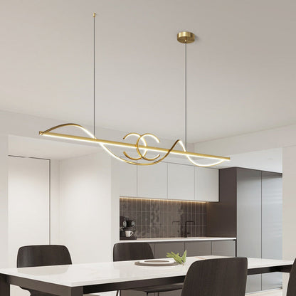 ثريات جزيرة LED من الحديد والألومنيوم بتصميم عصري بسيط لغرفة الطعام 