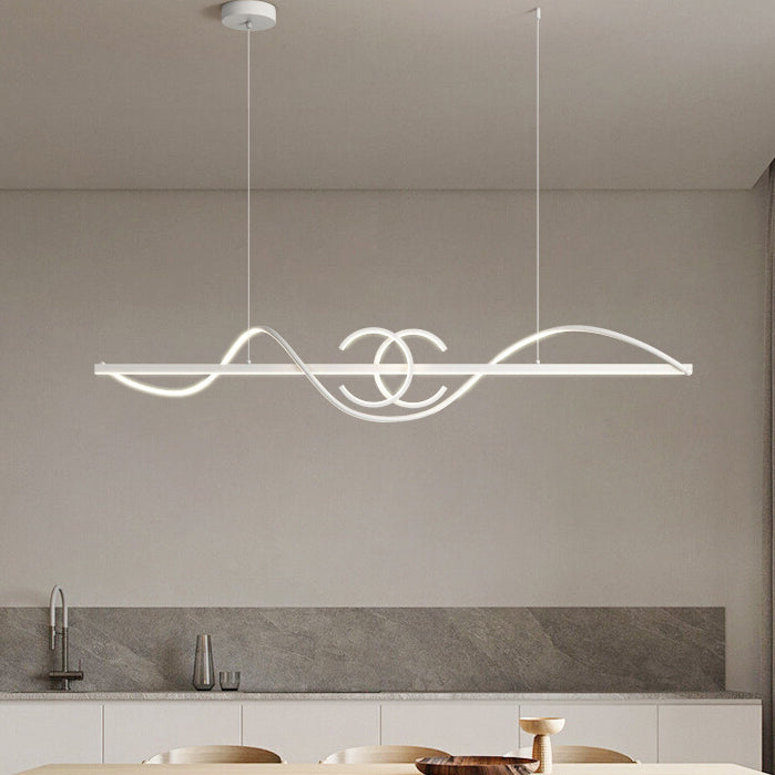 ثريات جزيرة LED من الحديد والألومنيوم بتصميم عصري بسيط لغرفة الطعام 