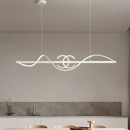 ثريات جزيرة LED من الحديد والألومنيوم بتصميم عصري بسيط لغرفة الطعام 
