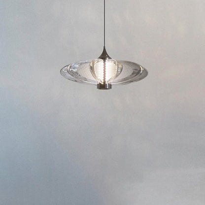 Modern Minimalist Round Flower Petal Carbon Steel Aluminum Acrylic LED Pendant Light For Bedroom
