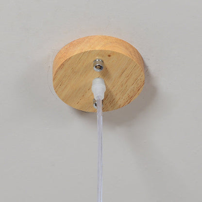 Traditional Japanese Wood Conch Shape 1-Light Pendant Light For Living Room