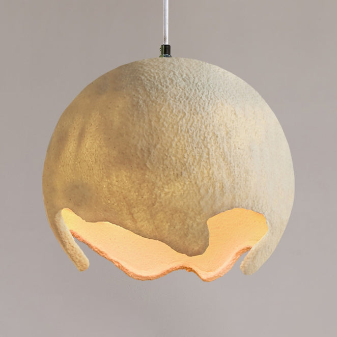 Traditional Japanese Iron Resin Cracked Eggshell Design 1-Light Pendant Light For Dining Room
