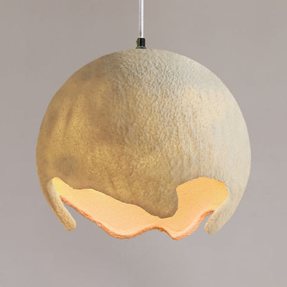 Traditional Japanese Iron Resin Cracked Eggshell Design 1-Light Pendant Light For Dining Room