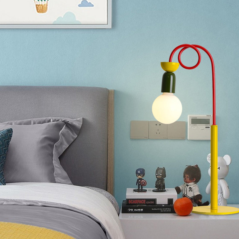 Contemporary Creative Colorblock Geometric Iron Spiral Strip Design 1/2-Light Table Lamp For Bedroom