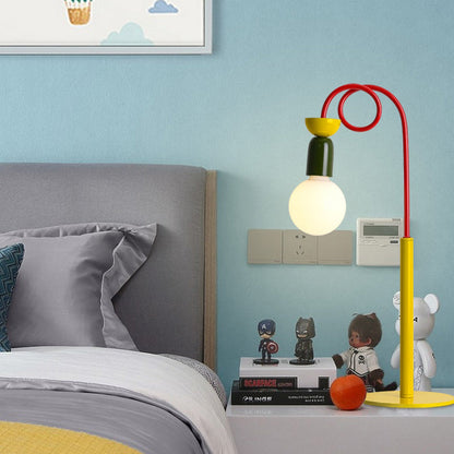 Contemporary Creative Colorblock Geometric Iron Spiral Strip Design 1/2-Light Table Lamp For Bedroom