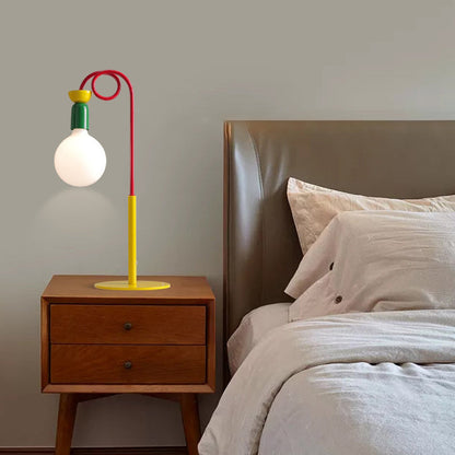 Contemporary Creative Colorblock Geometric Iron Spiral Strip Design 1/2-Light Table Lamp For Bedroom