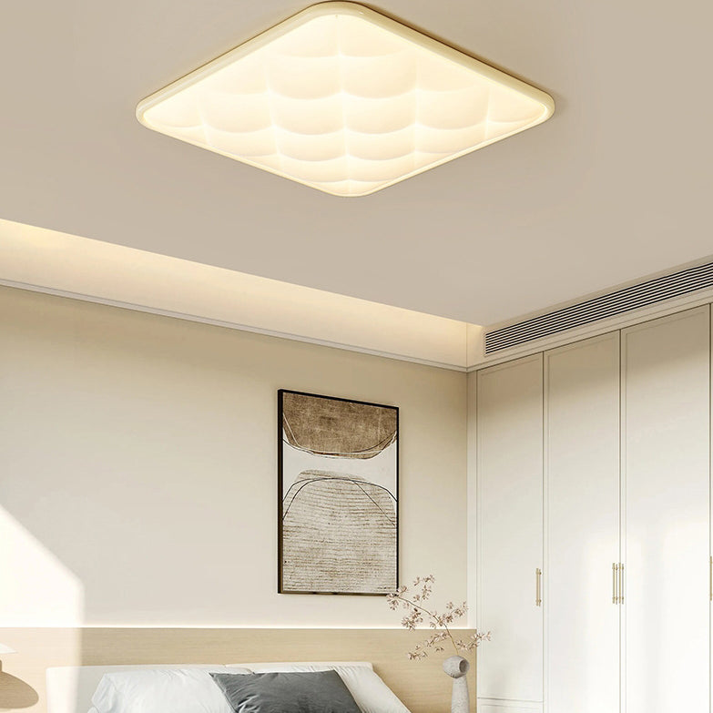 Modern Minimalist Square Lattice Iron PVC LED Flush Mount Ceiling Light For Bedroom