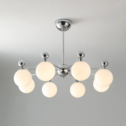 Modern Minimalist Round Ball Glass Iron 5/8 Light Chandelier for Living Room