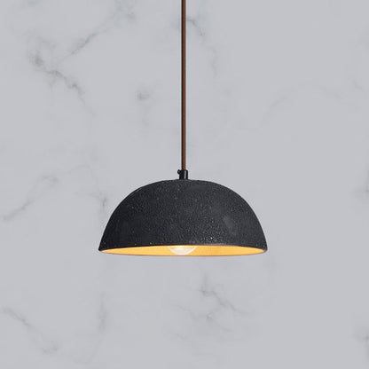 Modern Minimalist Ceramic Wood Semicircular 1-Light Pendant Light For Dining Room