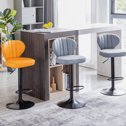 Modern Minimalist Square PU Leather Metal Bar Stool Backrest Footrest For Dining Room