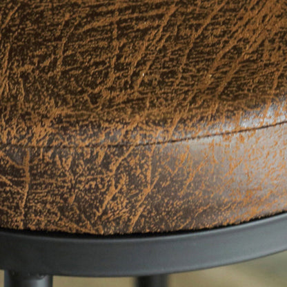 Contemporary Industrial Round Solid Wood Iron Frame Bar Stool Backless Footrest For Dining Room