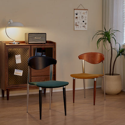 Traditional Vintage Square Metal Fabric Foam Dining Chair Four Legs Backrest For Dining Room