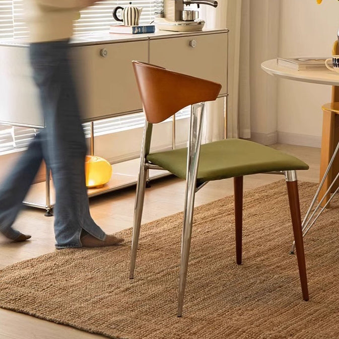 Traditional Vintage Square Velvet Iron Tapered Legs Dining Chair Backrest Armless For Dining Room