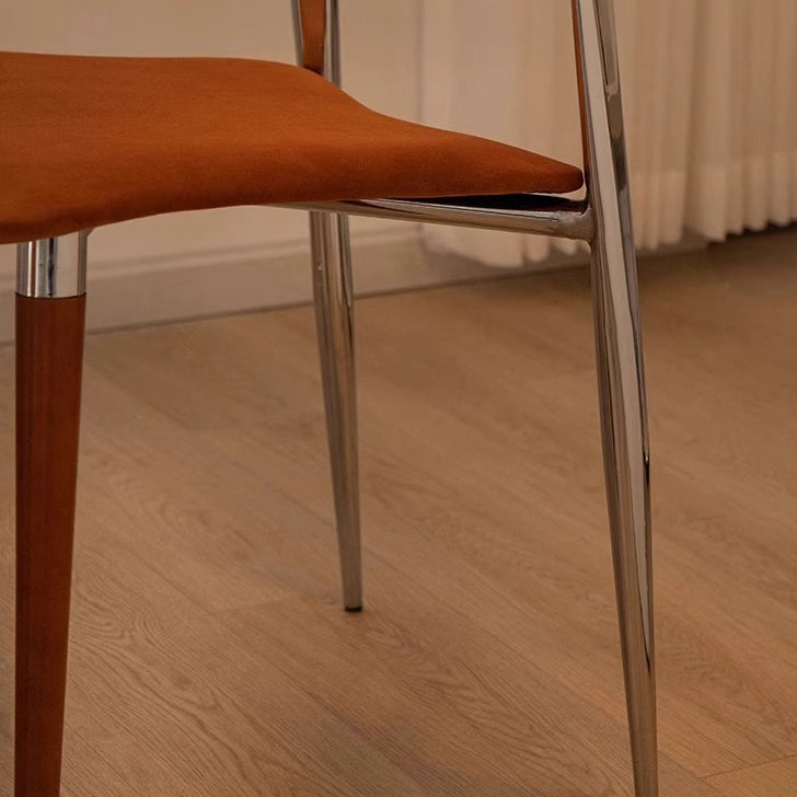 Traditional Vintage Square Velvet Iron Tapered Legs Dining Chair Backrest Armless For Dining Room