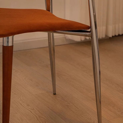 Traditional Vintage Square Velvet Iron Tapered Legs Dining Chair Backrest Armless For Dining Room