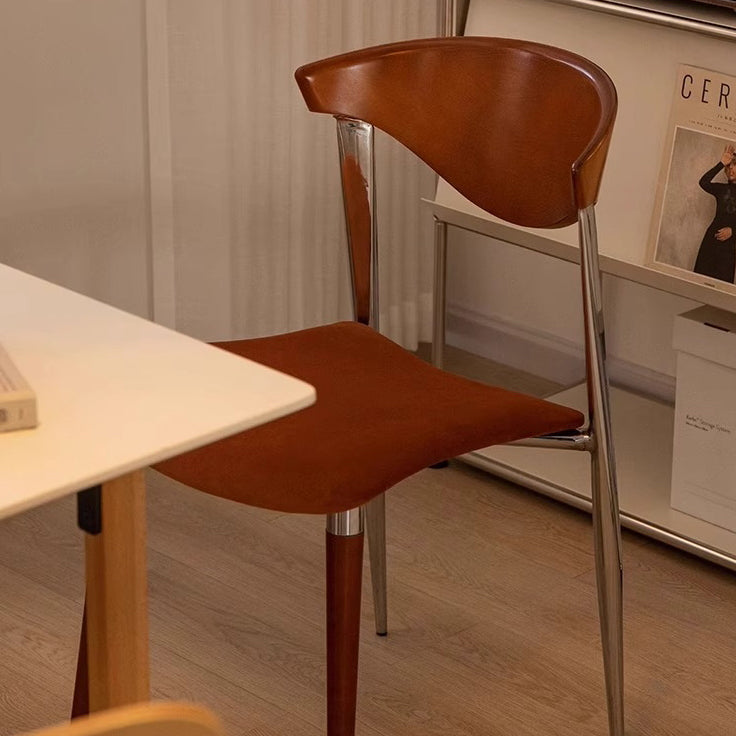 Traditional Vintage Square Velvet Iron Tapered Legs Dining Chair Backrest Armless For Dining Room