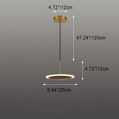 Modern Round Brown Walnut Wood 1-Light LED Pendant Light