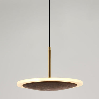 Modern Round Brown Walnut Wood 1-Light LED Pendant Light