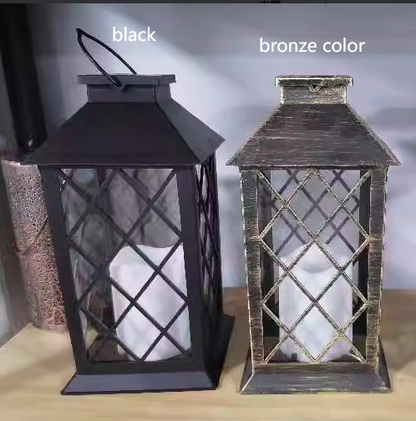 Traditional Vintage Solar Quadrangle Palace Light Iron Glass LED Outdoor Light For Garden