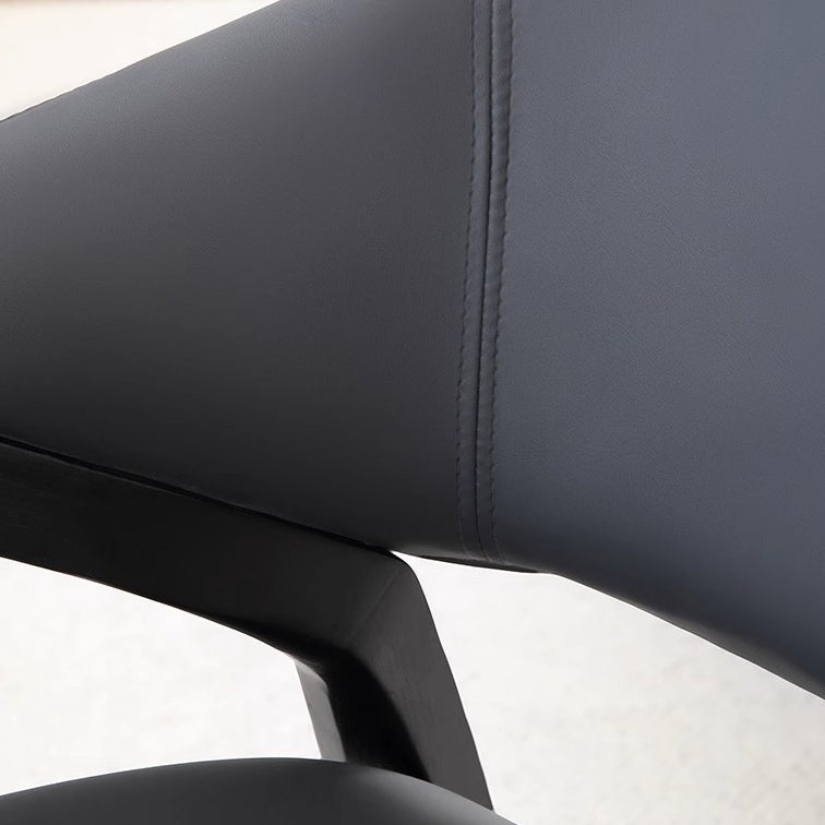 Contemporary Scandinavian PU Leather Ash Wood Sponge Square Dining Chair Backrest Armrest For Dining Room