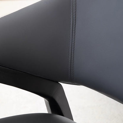 Contemporary Scandinavian PU Leather Ash Wood Sponge Square Dining Chair Backrest Armrest For Dining Room