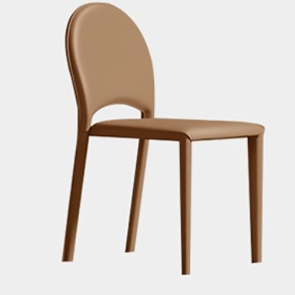 Modern Minimalist Saddle Saddle Leather Carbon Steel Sponge Square Elliptical Dining Chair Backrest For Dining Room