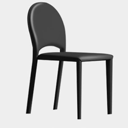 Modern Minimalist Saddle Saddle Leather Carbon Steel Sponge Square Elliptical Dining Chair Backrest For Dining Room