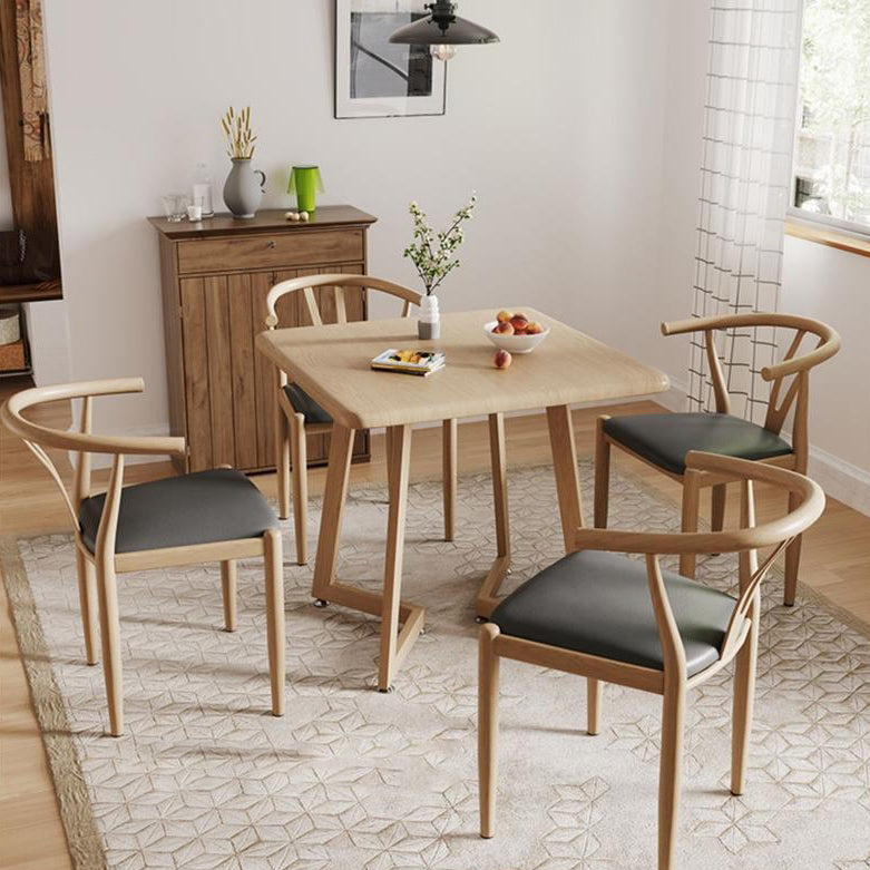 Modern Simplicity Leather Carbon Steel Sponge Square Curved Dining Chair Backrest For Dining Room