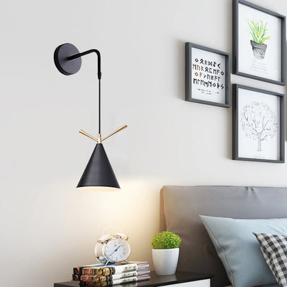 Contemporary Nordic Iron Conic 1-Light Wall Sconce Lamp For Bedside