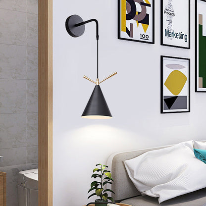Contemporary Nordic Iron Conic 1-Light Wall Sconce Lamp For Bedside