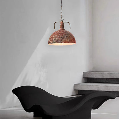 Contemporary Industrial Round Domed Iron 1-Light Pendant Light For Living Room