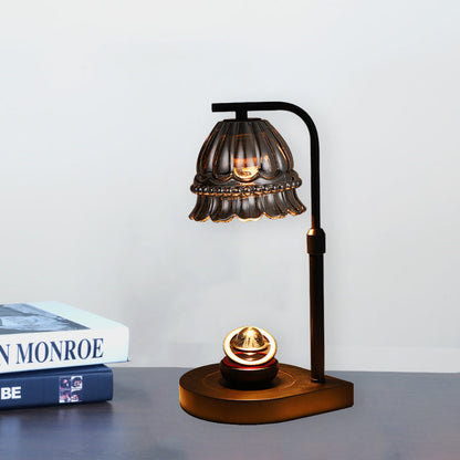 Modern Art Deco Flower Type Wooden Glass 1-Light Melting Wax Table Lamp For Bedroom