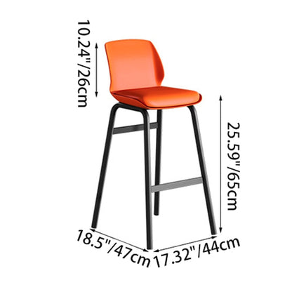 Contemporary Nordic Square PU Leather Upholstered Iron Bar Stool Plastic Backrest Footrest For Dining Room