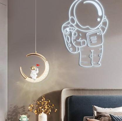 Modern Creative Astronaut Moon LED Kids Pendant Light