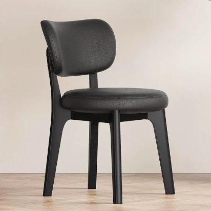 Contemporary Nordic Square Leather Solid Wood Frame Dining Chair Backrest For Dining Room