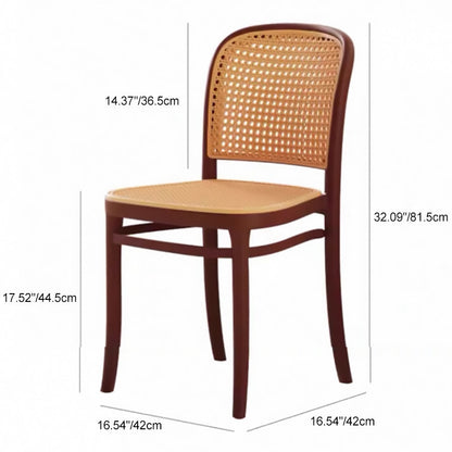 Contemporary Nordic Square PVC Woven Rattan Stackable Dining Chair Backrest For Dining Room