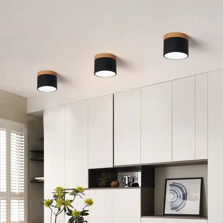 Scandinavian Macaroon Solid Color Log LED Flush Mount Ceiling Light